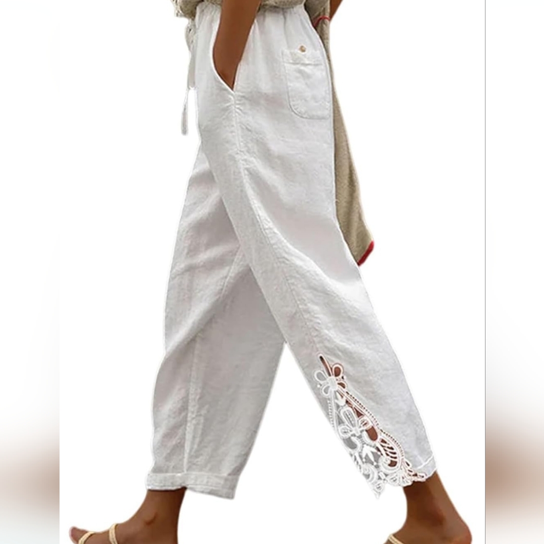 White Lace Trim Women's Pants - Nwot - Never Worn